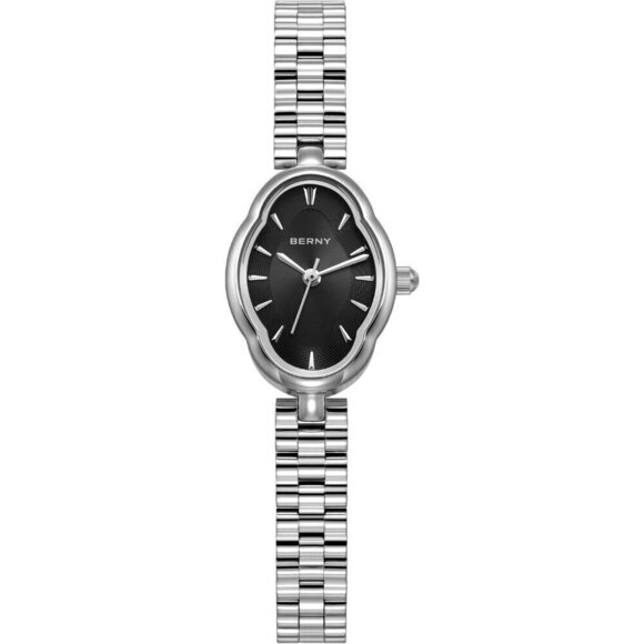 ?Women Black Dainty Ladies Wristwatch Vintage  Mirrors Shape stainless steel main image 6